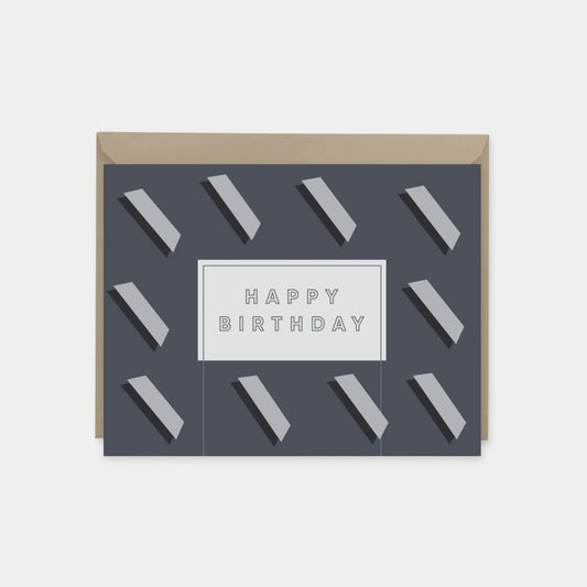 Steel Gray Art Deco Birthday Card