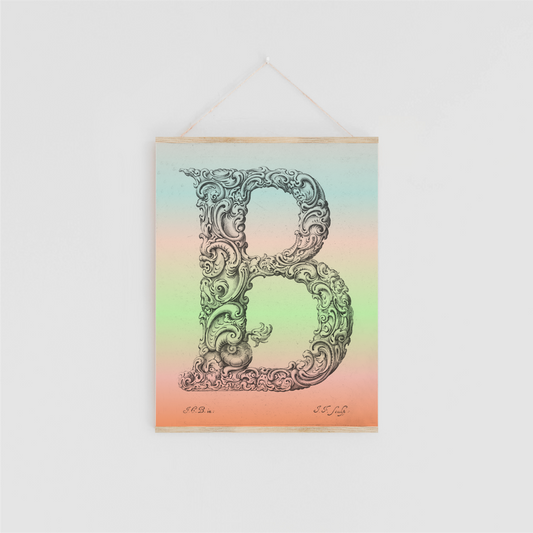 Vintage Letter Ombre Art Print with