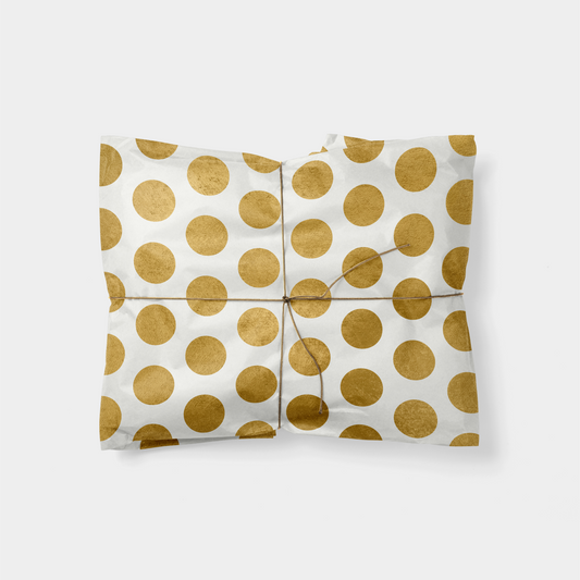 Gold & White Big Polka Dot Gift Wrap