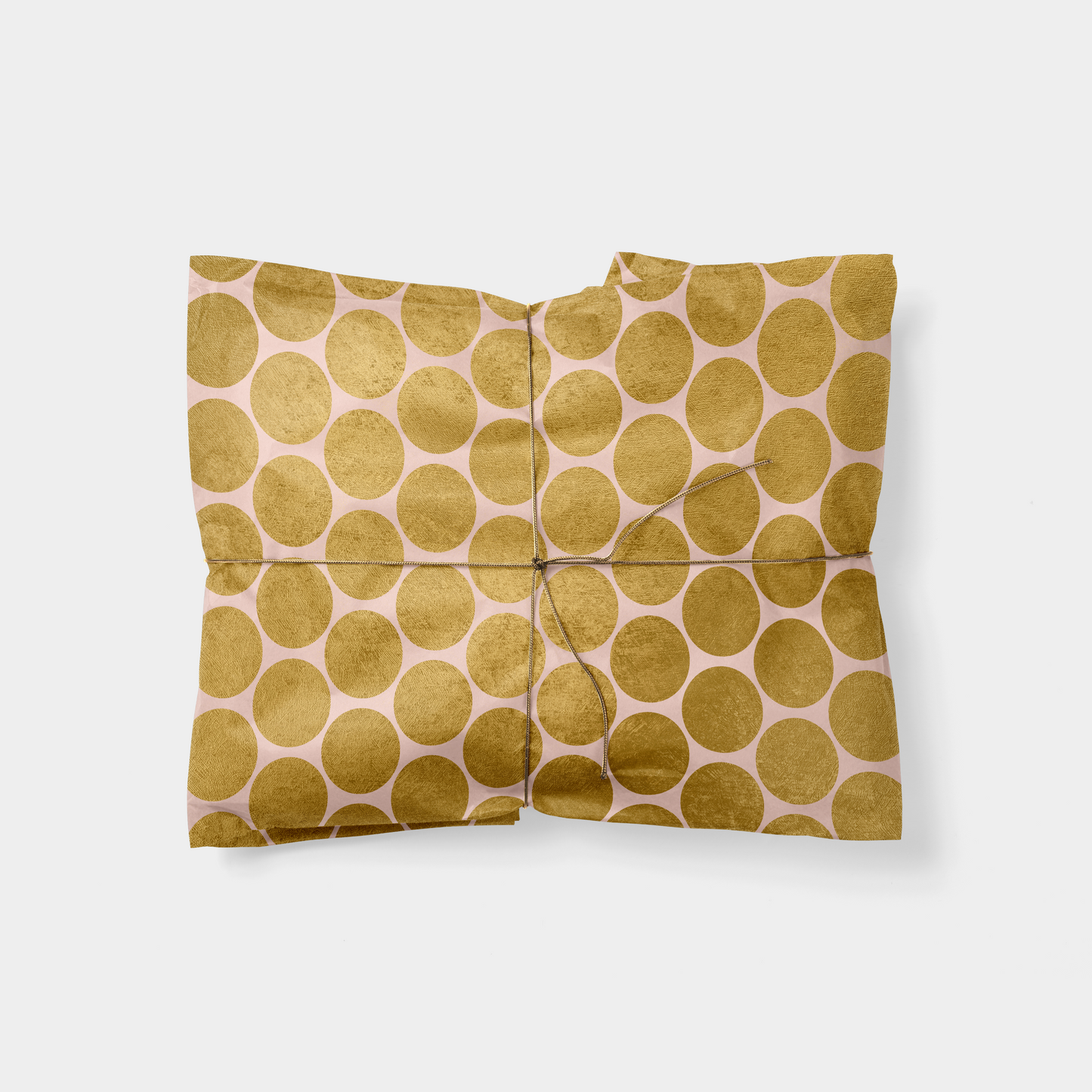 Gold & Pink Big Oval Polka Dot Gift Wrap