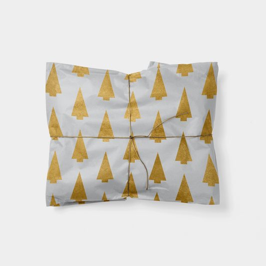 Gold Pointer Tree Holiday Gift Wrap