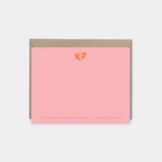 Brush Script XOXO Monogram Note Card