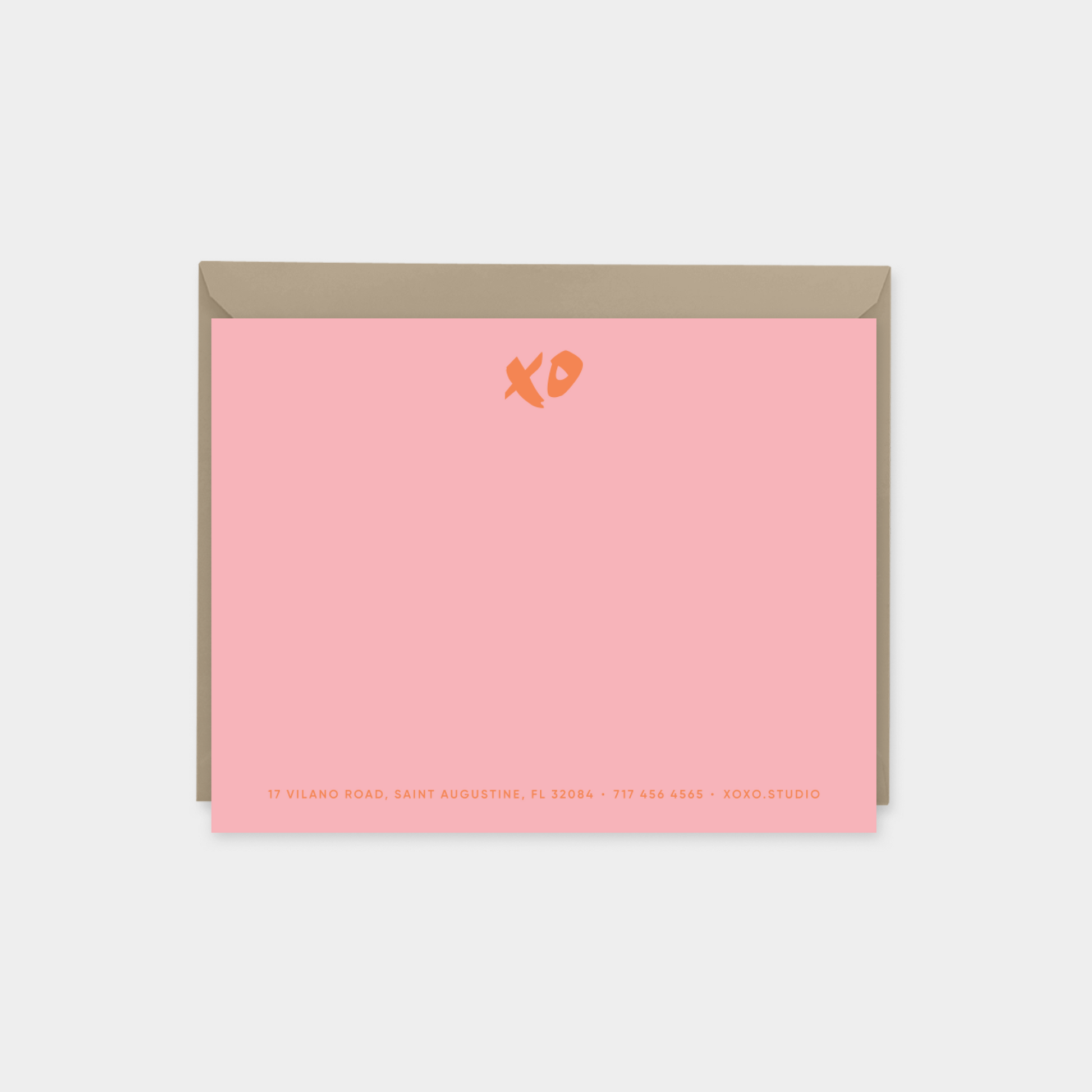 Brush Script XOXO Monogram Note Card