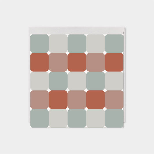 Rounded Checkerboard Square Card III