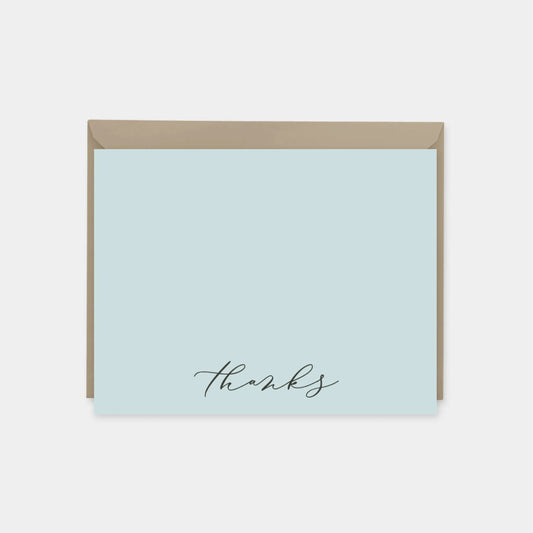 Thanks Script Powder Blue Wedding Note Cards