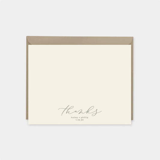 Thanks Wedding Script Note Cards II