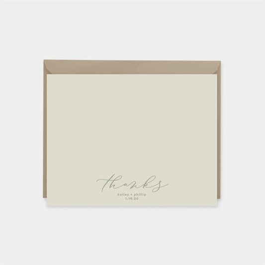 Thanks Wedding Script Note Cards III