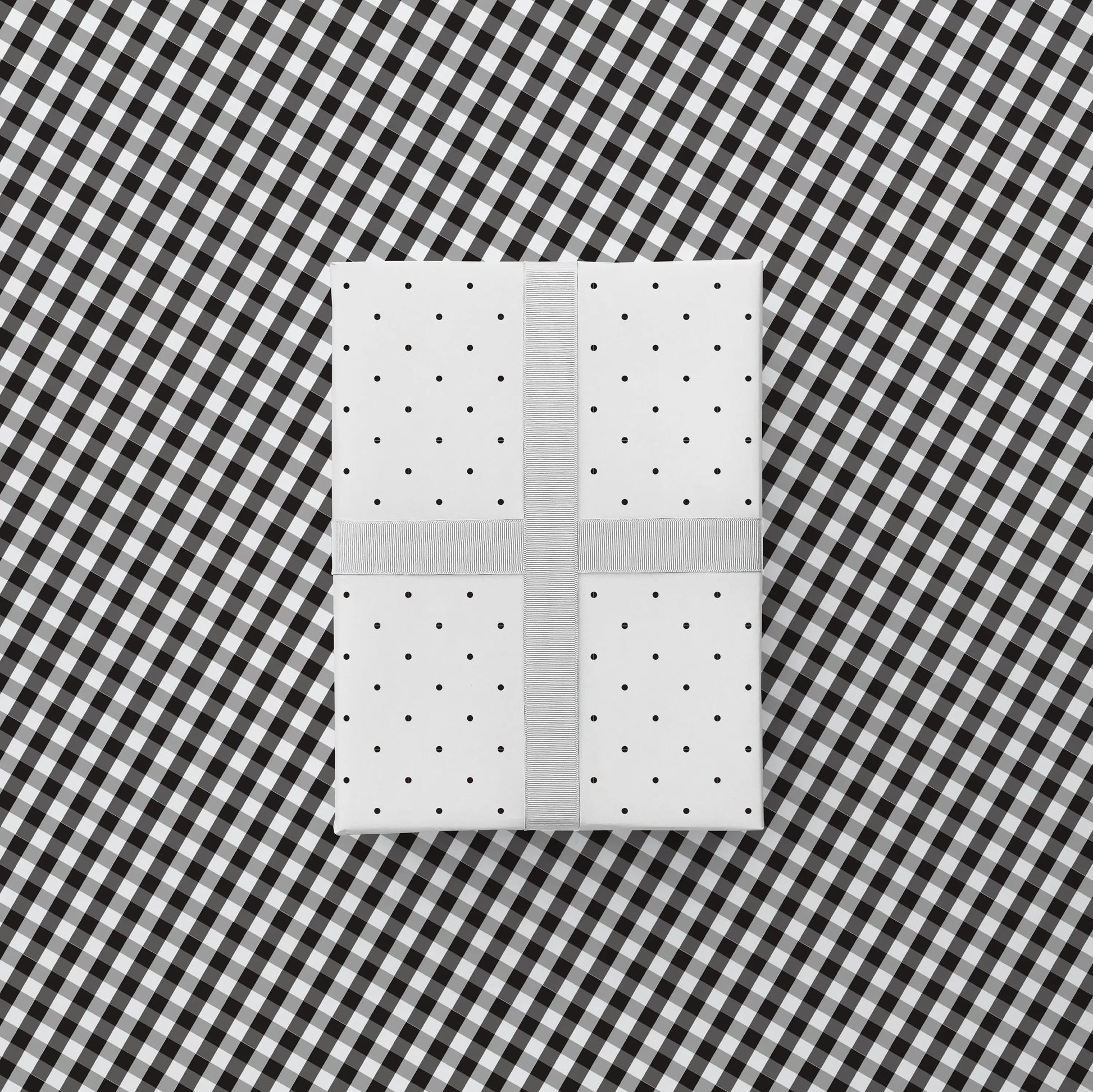 Vintage Black Dot and Gingham Gift Wrap