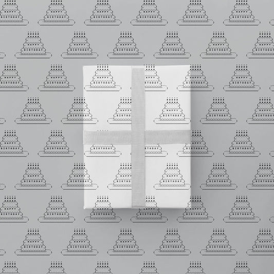 ASCII Art Birthday Cake Gift Wrap Paper The Design Craft