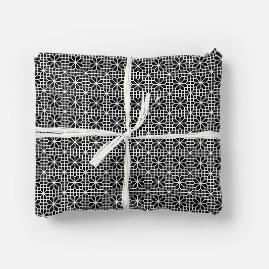 Black and White Chinese Lattice Wrapping Paper Sheets The Design Craft