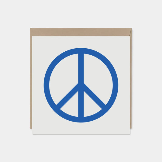 Blue Peace Sign Card, Square Peace Card,