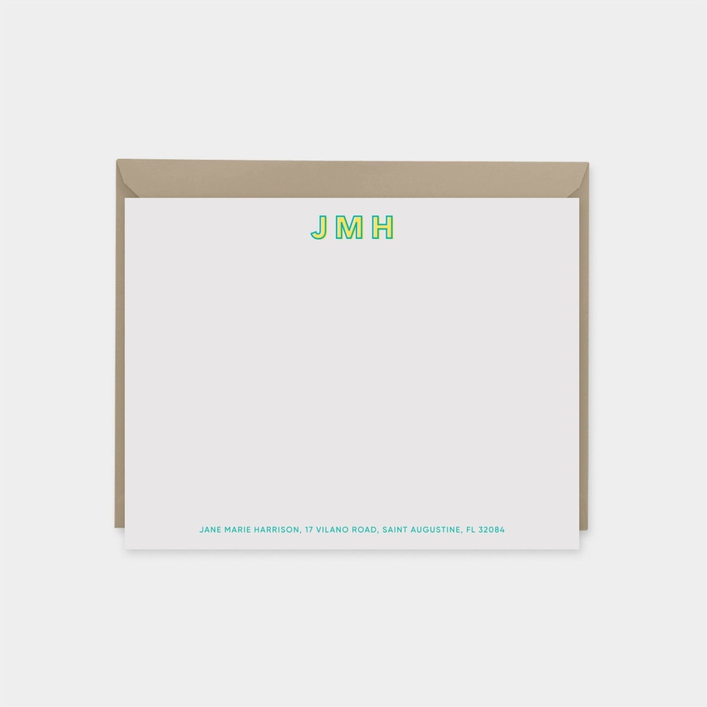 Bright and Modern Monogram Note Cards