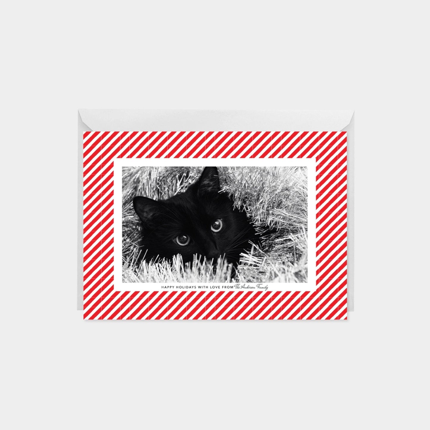 Candy Stripe Holiday Photo Card, Red