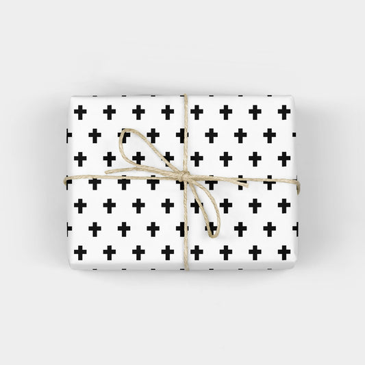 Christmas Cross Black and White Wrapping Paper The Design Craft