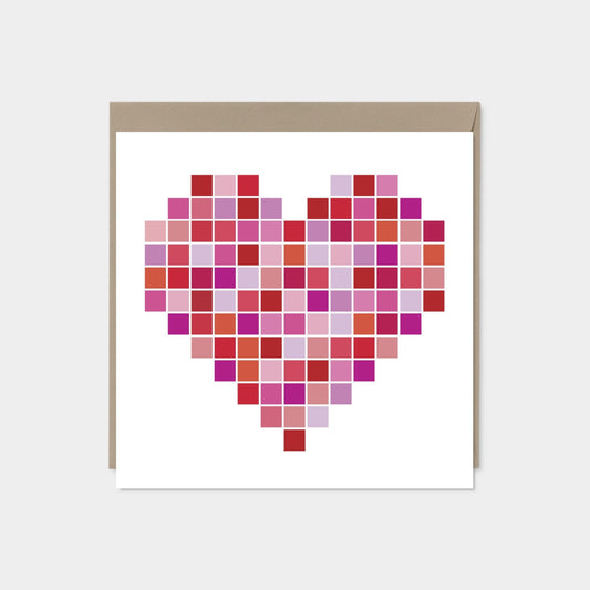 Color Swatch Valentine's Day Card, Blank Heart Card, Square The Design Craft