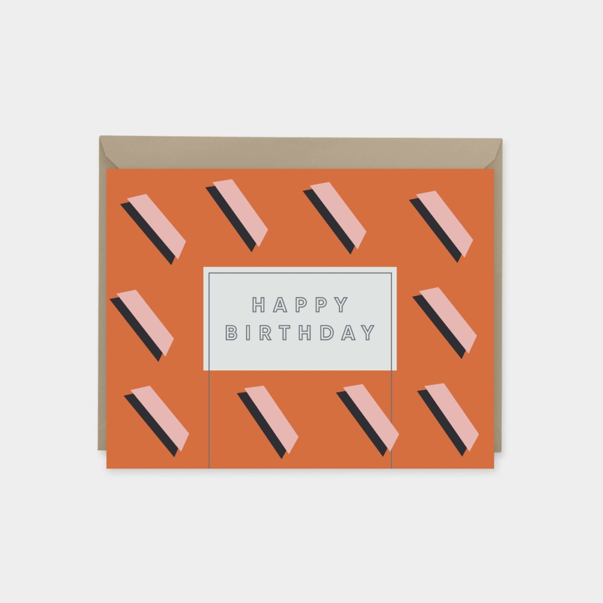 Colorful Red Art Deco Birthday Card