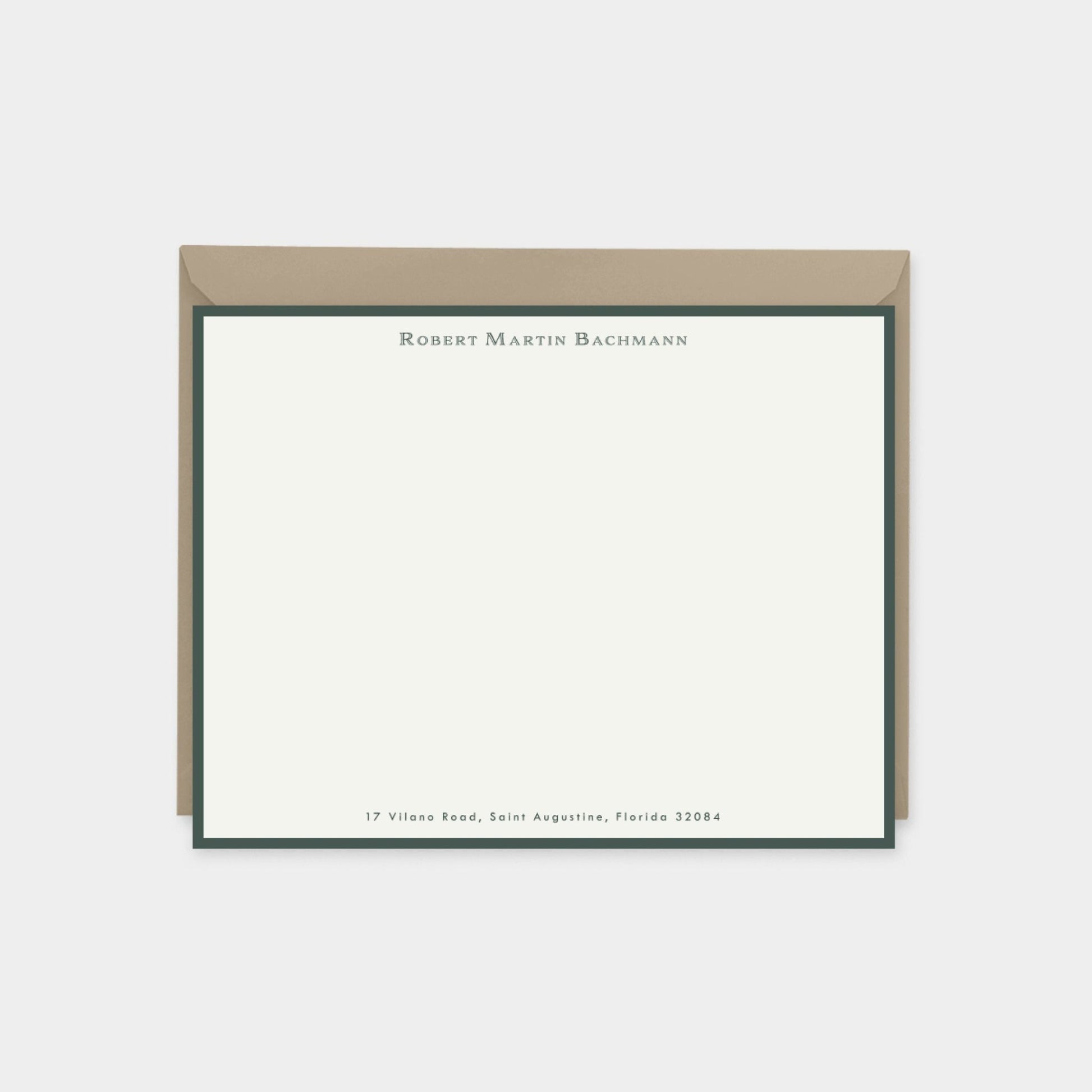 Dark Green Personalized Note Cards,