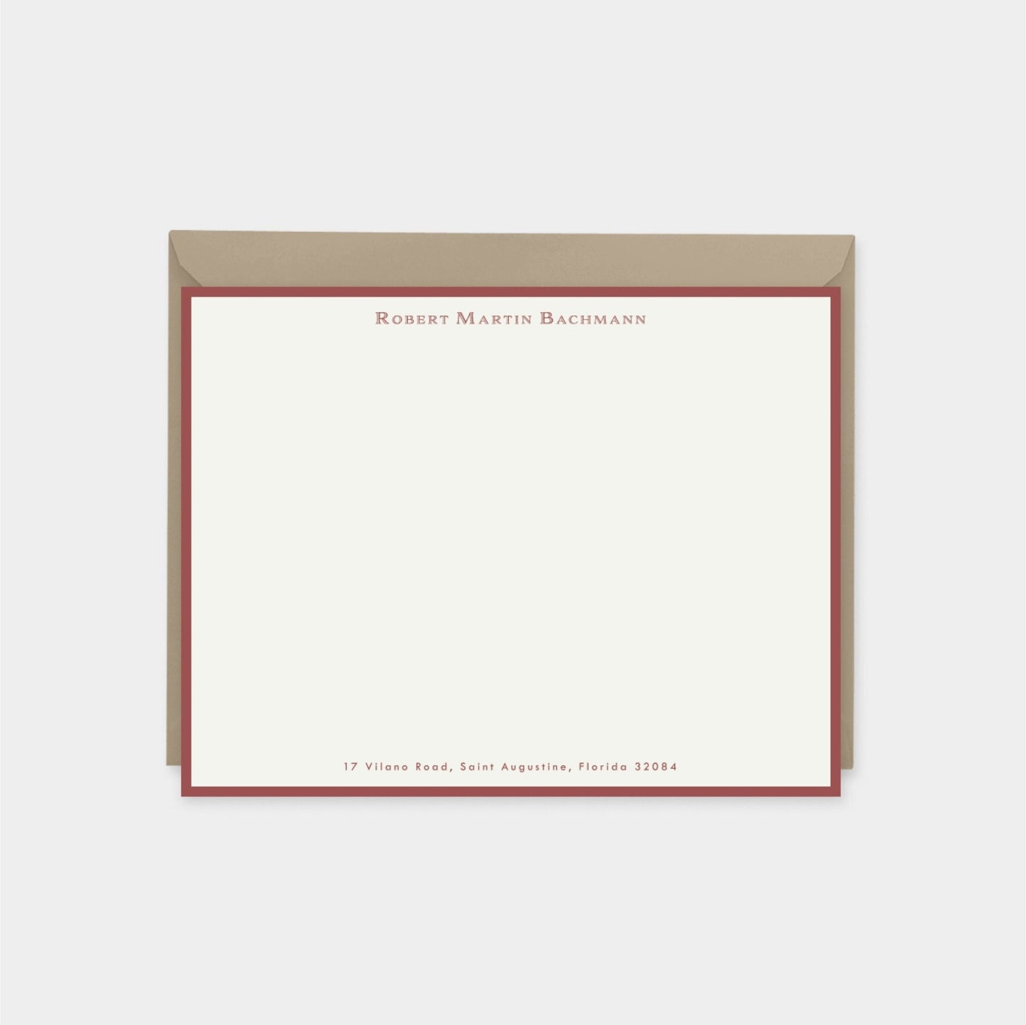 Dark Red Personalized Note Cards,