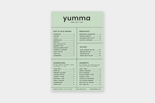 Yumma Menu The Design Craft