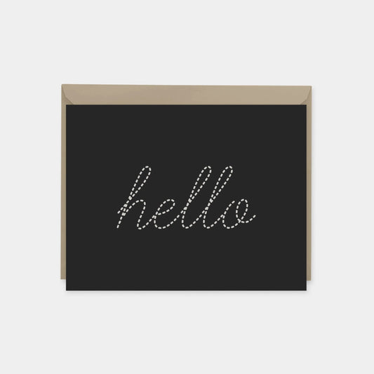 Dotted Script Hello Card, Black, Elegant Typograpy Greeting The Design Craft