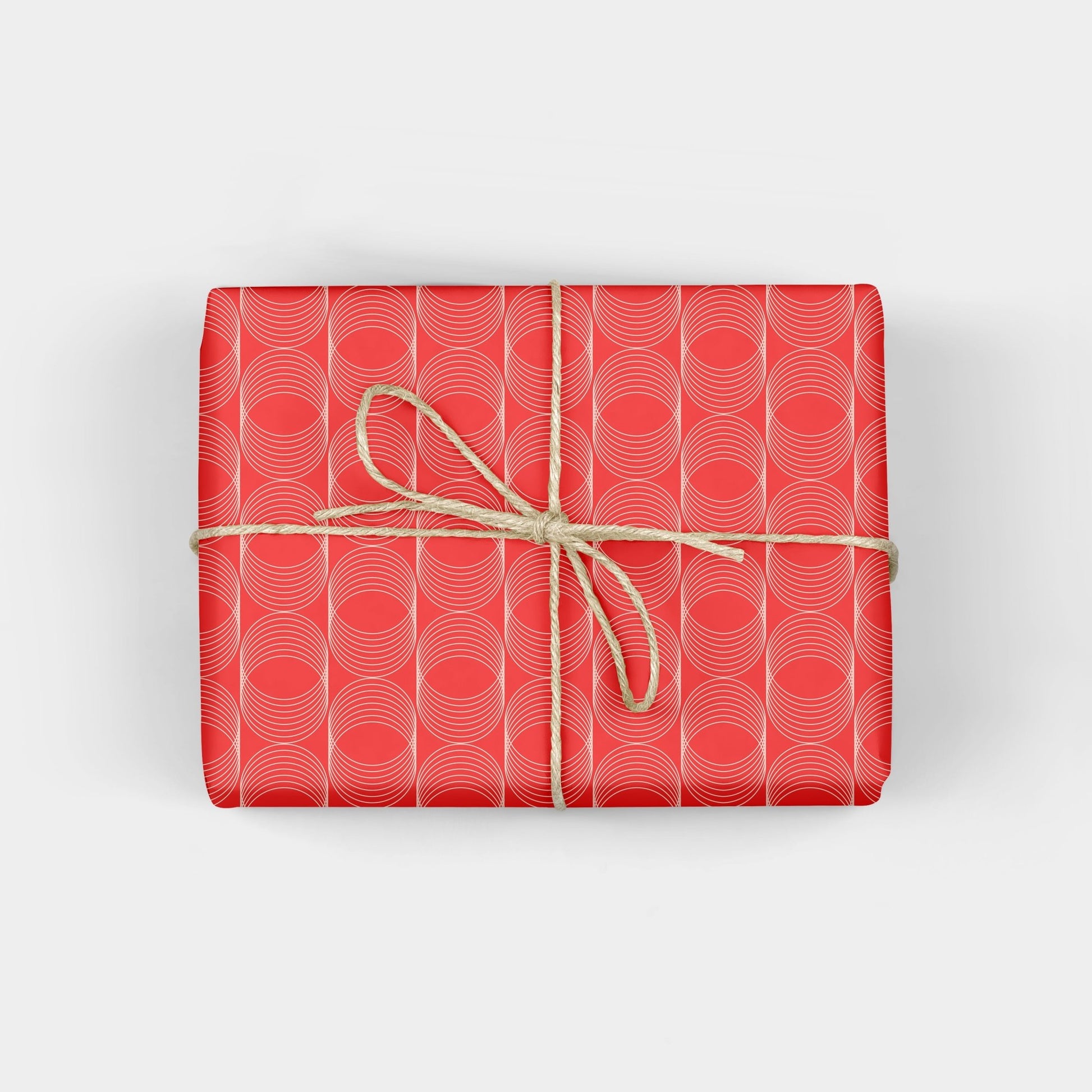 Fine Line Circle Pattern Gift Wrap, Red