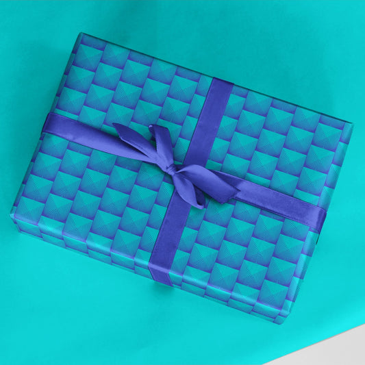 Fine Line Teal Tiles Wrapping Paper