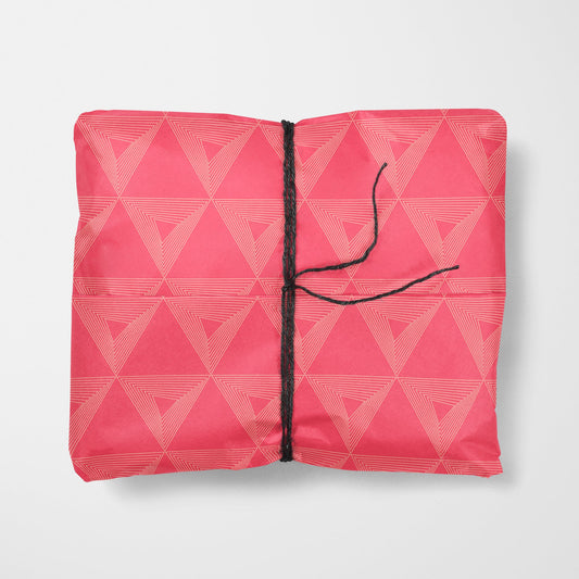 Fine Line Triangle Pattern Gift Wrap, Bright Pink Wrapping The Design Craft