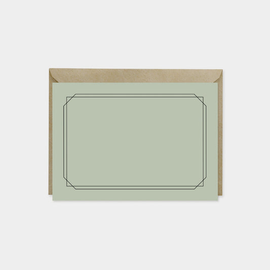 Geowire Border Note Cards, Olive Green,