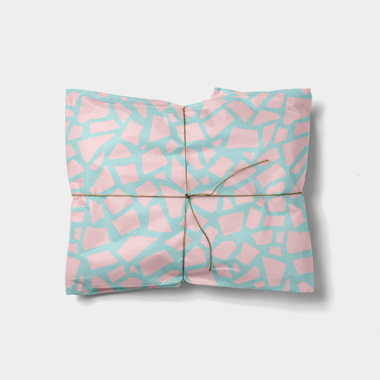Pink and Blue Chunky Terrazzo Gift Wrap The Design Craft