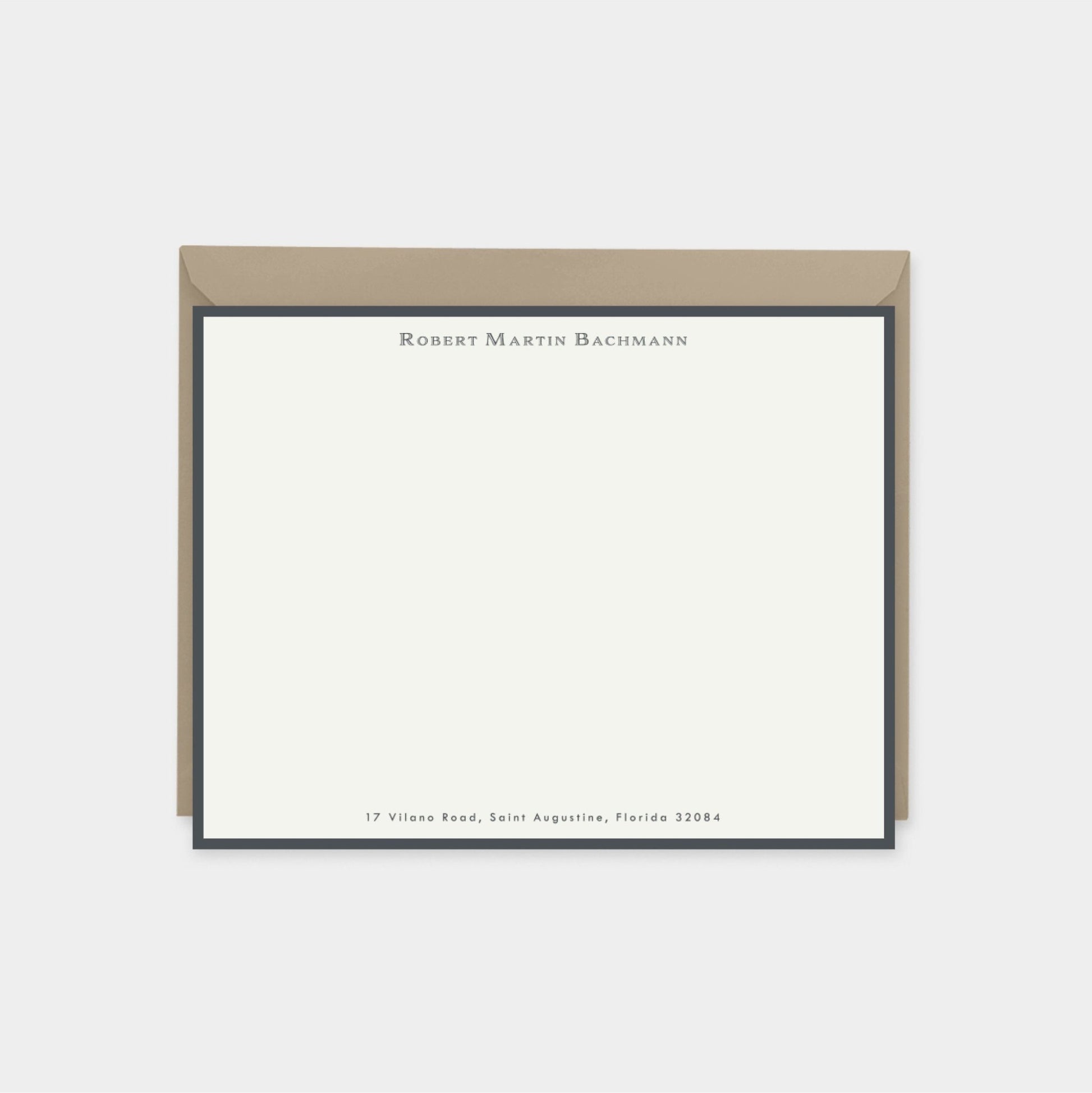 Gray and Cream Personalized Note Cards,