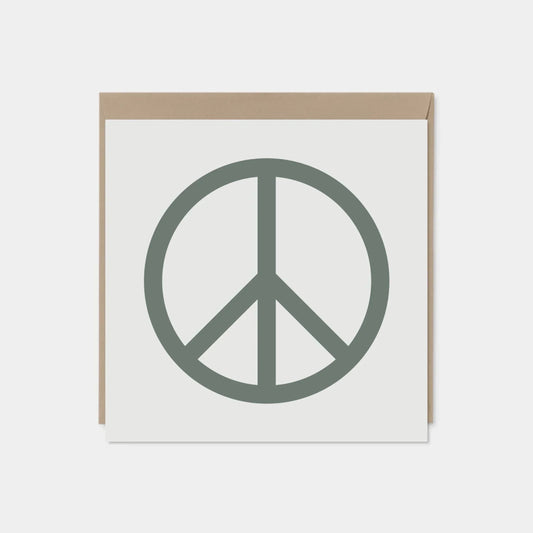 Gray Peace Sign Card, Square Peace Card,