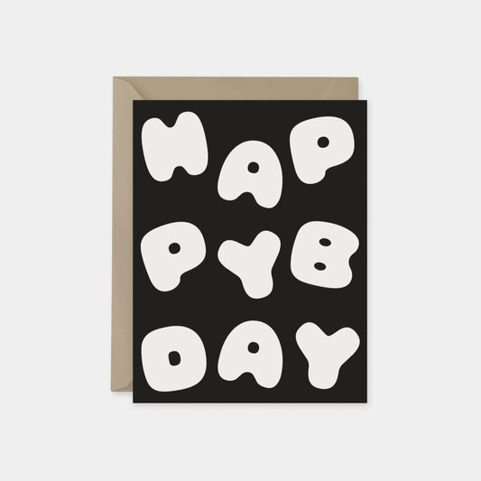 Happy Birthday Puffy Typography Card, Black, Fun Birthday The Design Craft