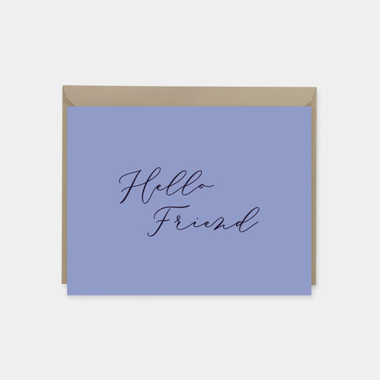Hello Friend Card, Periwinkle, Colorful