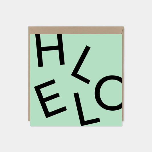 HELLO Square Greeting Card, Mint,