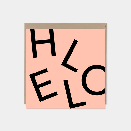 HELLO Square Greeting Card, Pink,