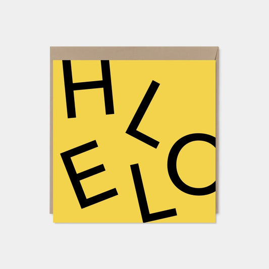 HELLO Square Greeting Card, Yellow,