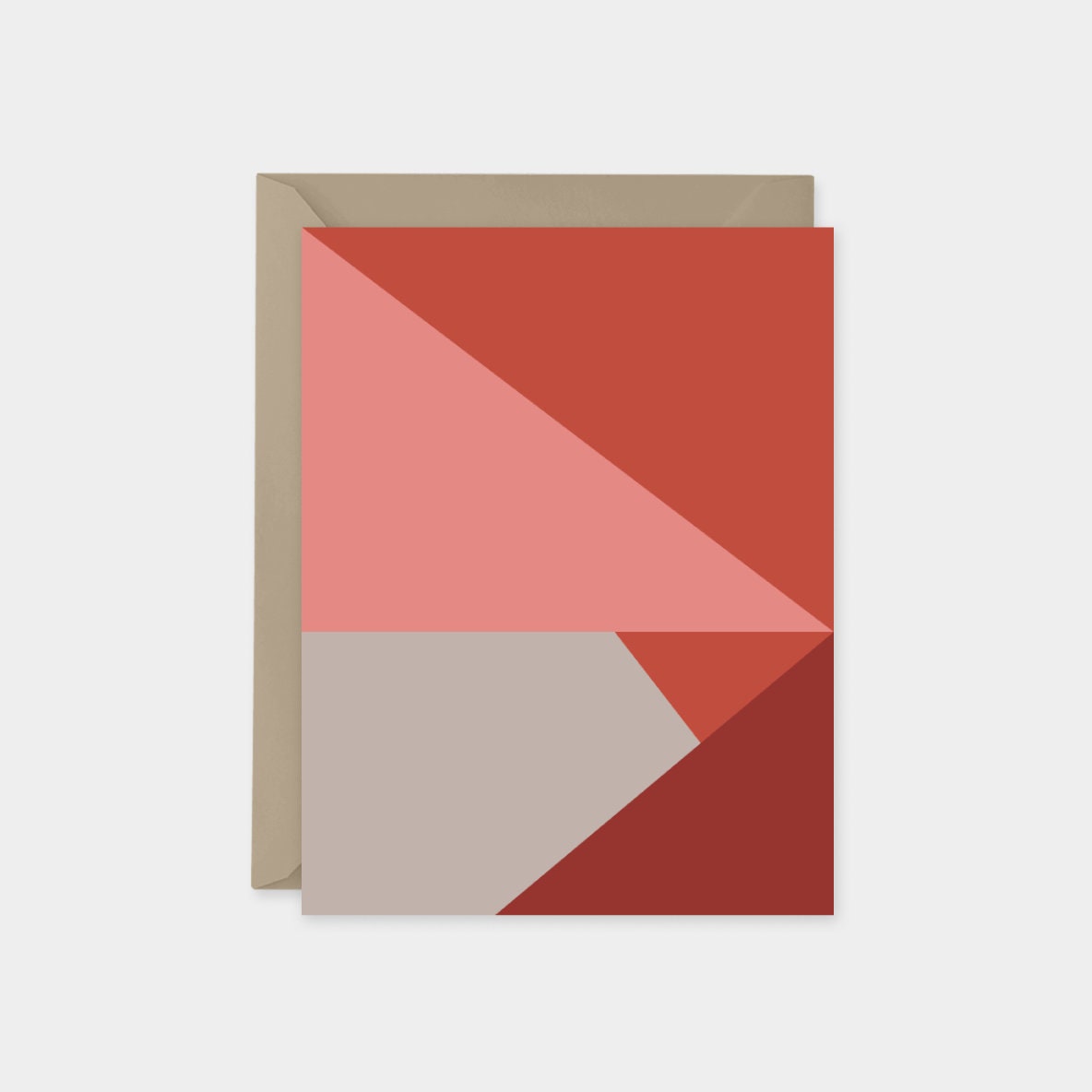 Tan & Red Color Block Card,  Modern Blank Card The Design Craft