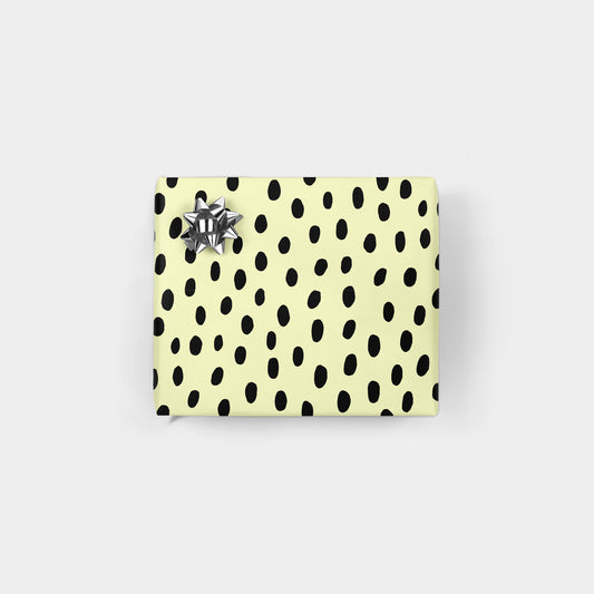 Yellow and Black Hand-drawn Polka Dots Gift Wrap The Design Craft