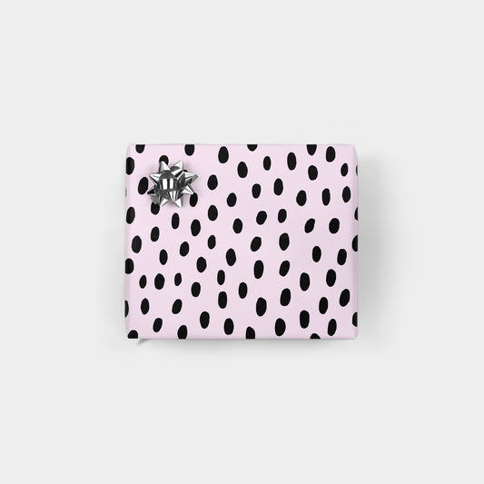 Violet and Black Hand-drawn Polka Dots Gift Wrap The Design Craft
