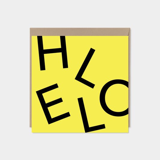 Yellow HELLO Square Greeting Card,