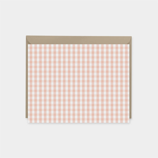 Pink Gingham Personalized Note Cards, Stylish Custom Note The Design Craft
