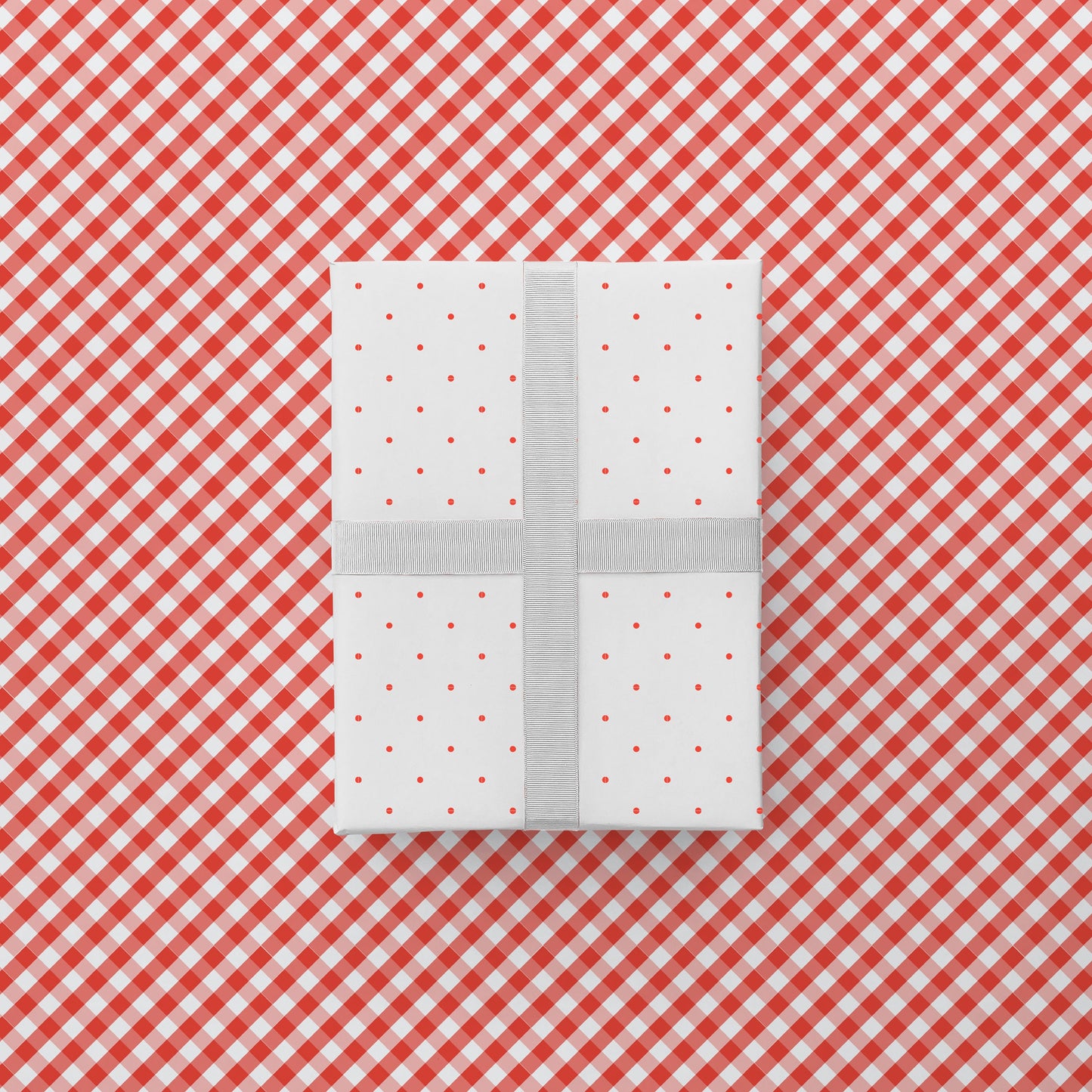 Vintage Red Gingham and Microdot Pattern