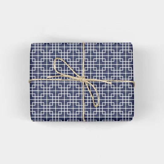 Indigo Chinese Lattice Wrapping Paper Sheets, Ecofriendly The Design Craft
