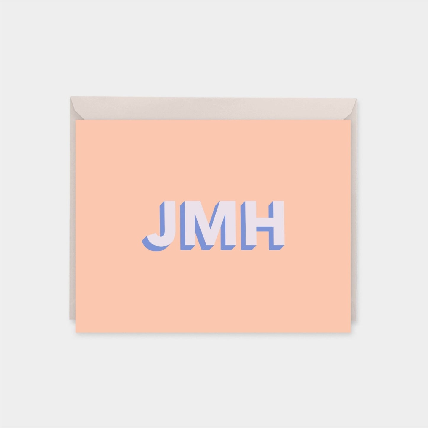 Monogram Note Cards with 3D Text, Modern