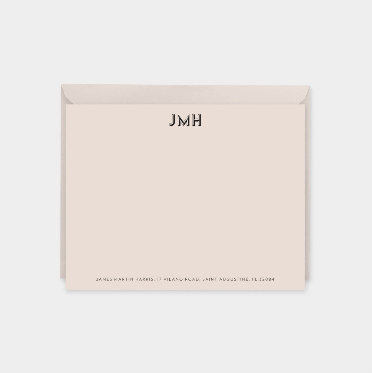 Monogram Note Cards with Beveled Type,
