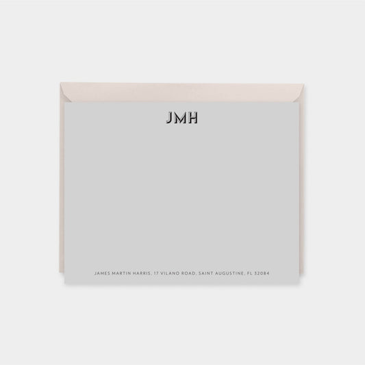 Monogram Note Cards with Beveled Type,