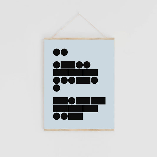 Morse Code Print, Jumbo Art Card,