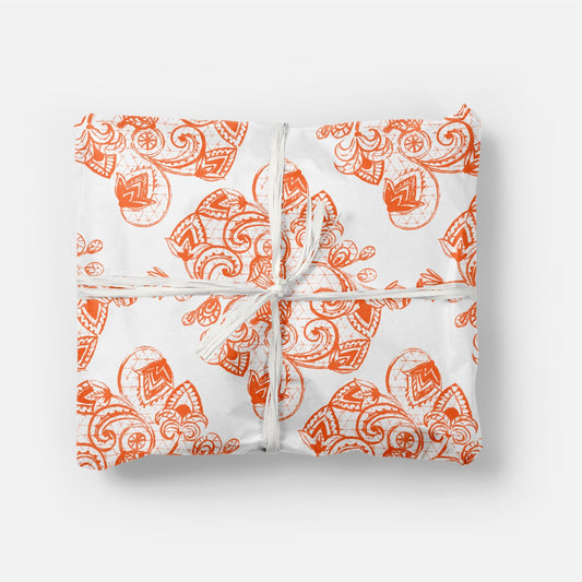 Orange Illustrated Lace Gift Wrap The Design Craft
