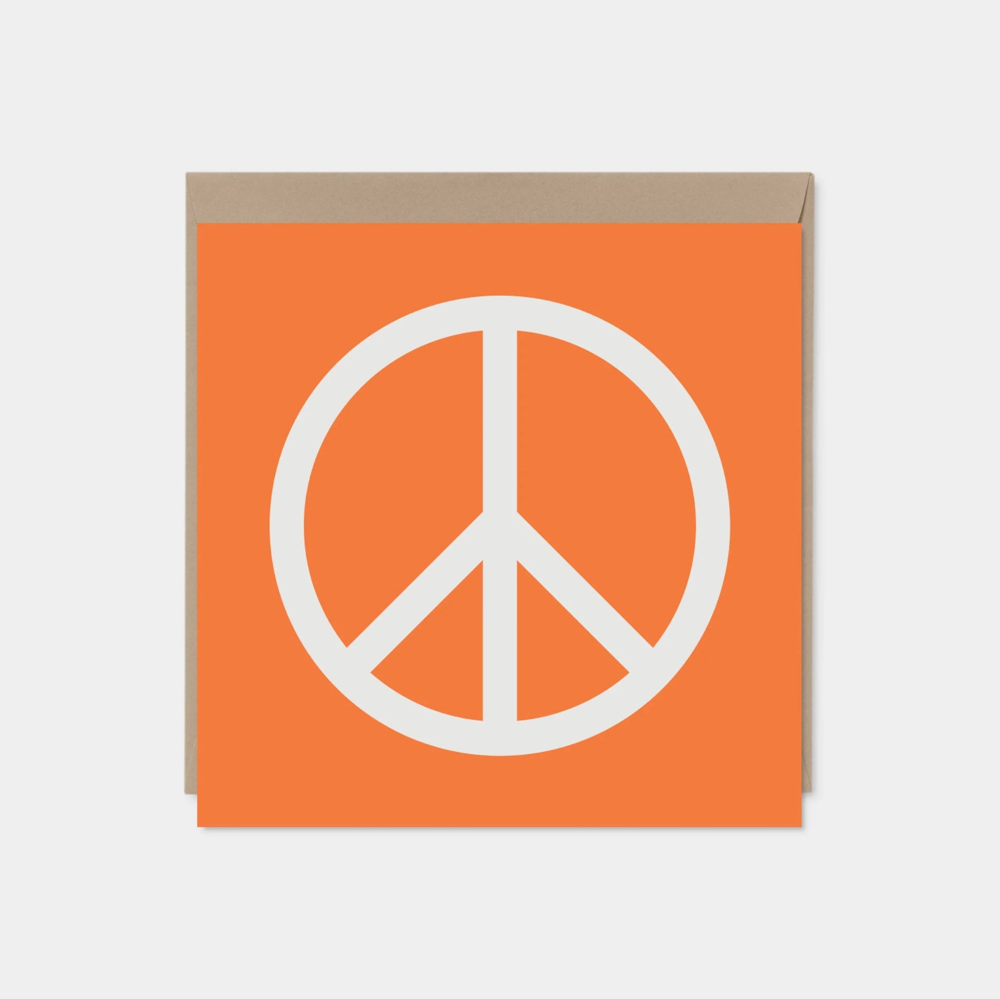 Orange Peace Sign Card, Square Peace