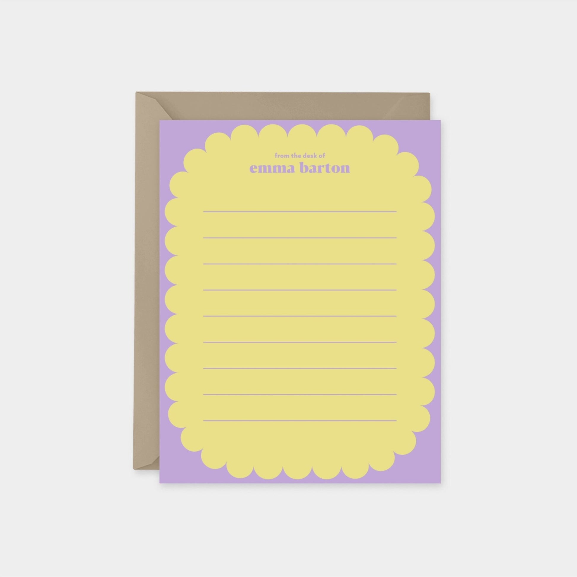 Personalized Colorful Note Cards with Scallop Border, Custom The Design Craft